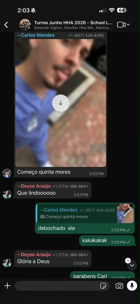 Aluno Carlos Mendes avisa que começa na quinta
